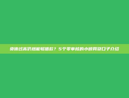 负债过高仍然能够借款？5个零审核的小额网贷口子介绍