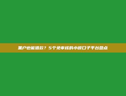 黑户也能借款？5个免审核的小额口子平台盘点