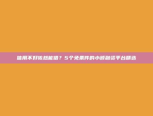 信用不好依然能借？5个免条件的小额融资平台精选