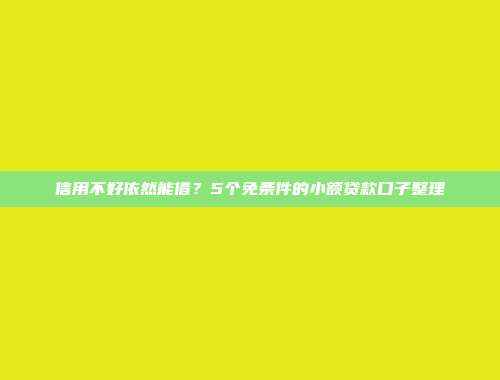 信用不好依然能借？5个免条件的小额贷款口子整理