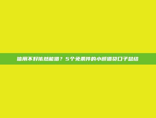 信用不好依然能借？5个免条件的小额借贷口子总结