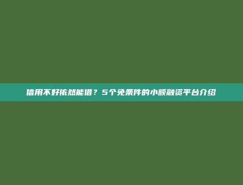 信用不好依然能借？5个免条件的小额融资平台介绍