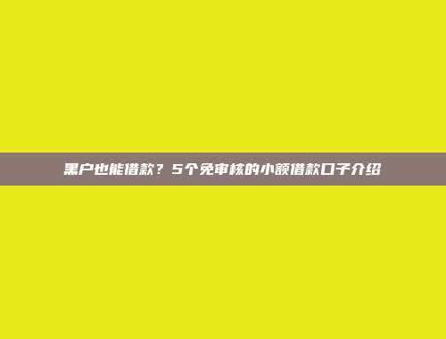 黑户也能借款？5个免审核的小额借款口子介绍