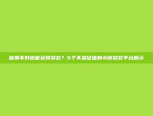 信用不好也能获得贷款？5个不查征信的小额贷款平台展示