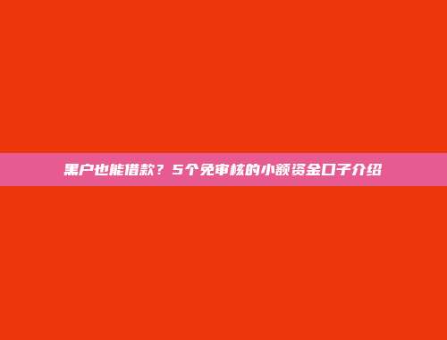 黑户也能借款？5个免审核的小额资金口子介绍