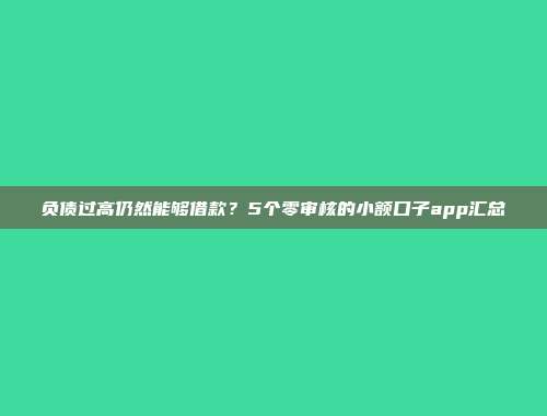 负债过高仍然能够借款？5个零审核的小额口子app汇总