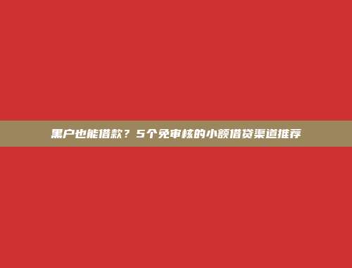 黑户也能借款？5个免审核的小额借贷渠道推荐