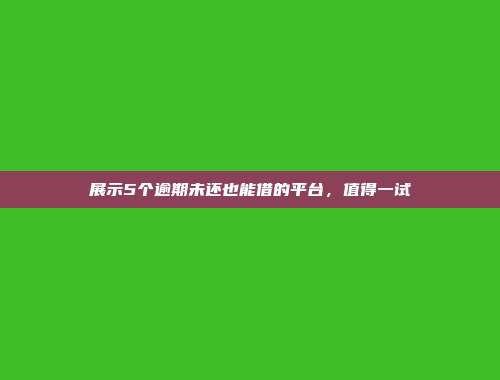 展示5个逾期未还也能借的平台，值得一试