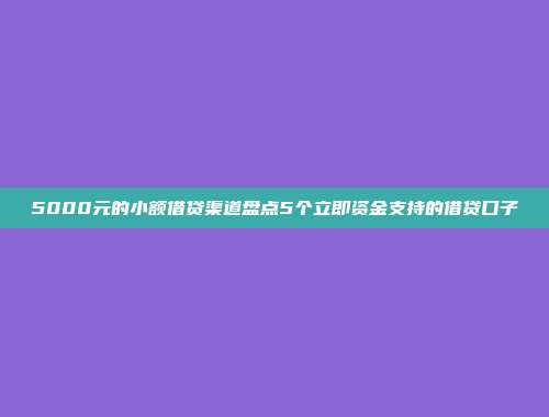 5000元的小额借贷渠道盘点5个立即资金支持的借贷口子