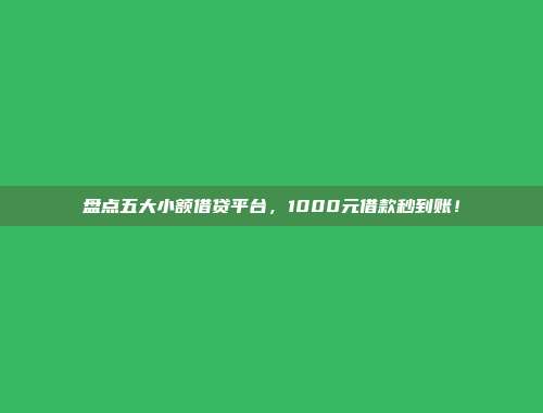 盘点五大小额借贷平台，1000元借款秒到账！