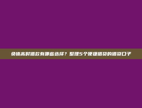 负债高时借款有哪些选择？整理5个便捷借贷的借贷口子