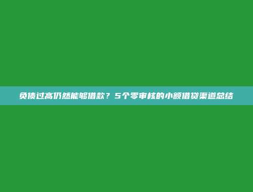 负债过高仍然能够借款？5个零审核的小额借贷渠道总结