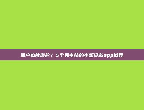 黑户也能借款？5个免审核的小额贷款app推荐