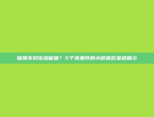 信用不好依然能借？5个免条件的小额借款渠道展示