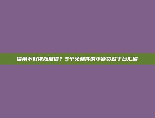 信用不好依然能借？5个免条件的小额贷款平台汇编