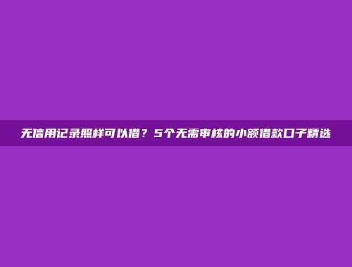 无信用记录照样可以借？5个无需审核的小额借款口子精选