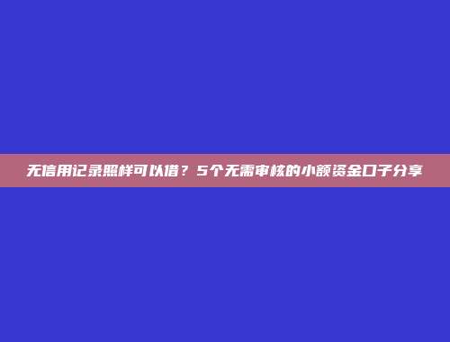 无信用记录照样可以借？5个无需审核的小额资金口子分享