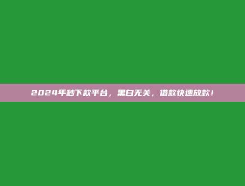 2024年秒下款平台，黑白无关，借款快速放款！