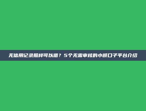 无信用记录照样可以借？5个无需审核的小额口子平台介绍