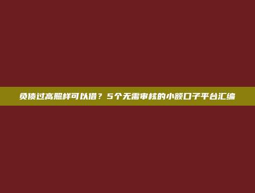 负债过高照样可以借？5个无需审核的小额口子平台汇编