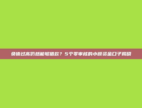 负债过高仍然能够借款？5个零审核的小额资金口子揭晓