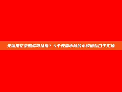 无信用记录照样可以借？5个无需审核的小额借款口子汇编