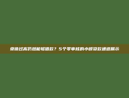 负债过高仍然能够借款？5个零审核的小额贷款通道展示