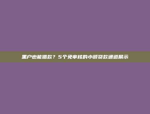 黑户也能借款？5个免审核的小额贷款通道展示