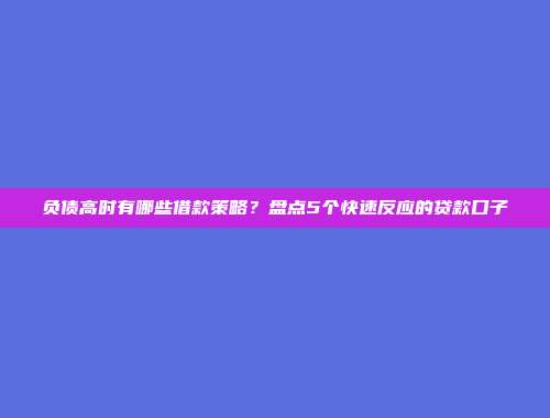 负债高时有哪些借款策略？盘点5个快速反应的贷款口子