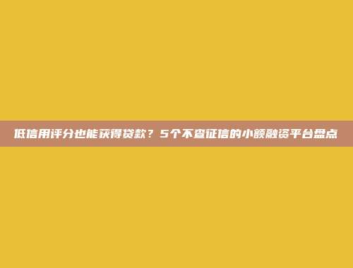 低信用评分也能获得贷款？5个不查征信的小额融资平台盘点