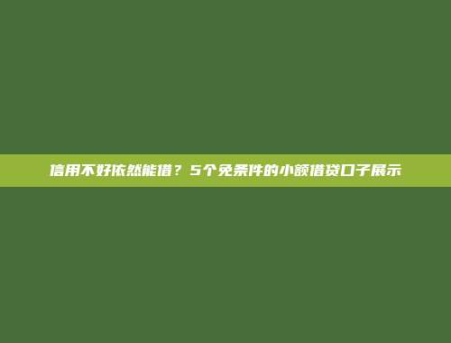 信用不好依然能借？5个免条件的小额借贷口子展示