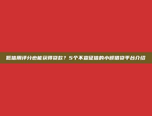 低信用评分也能获得贷款？5个不查征信的小额借贷平台介绍