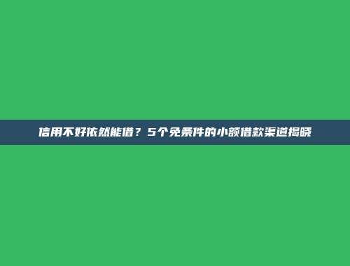 信用不好依然能借？5个免条件的小额借款渠道揭晓