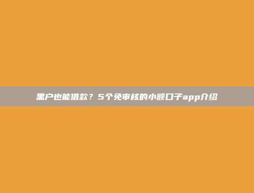 黑户也能借款？5个免审核的小额口子app介绍