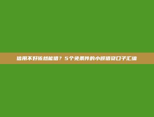 信用不好依然能借？5个免条件的小额借贷口子汇编