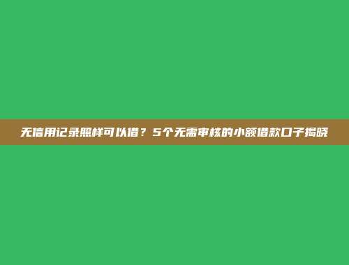 无信用记录照样可以借？5个无需审核的小额借款口子揭晓