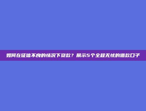 如何在征信不良的情况下贷款？展示5个全程无忧的借款口子