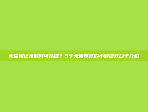 无信用记录照样可以借？5个无需审核的小额借款口子介绍