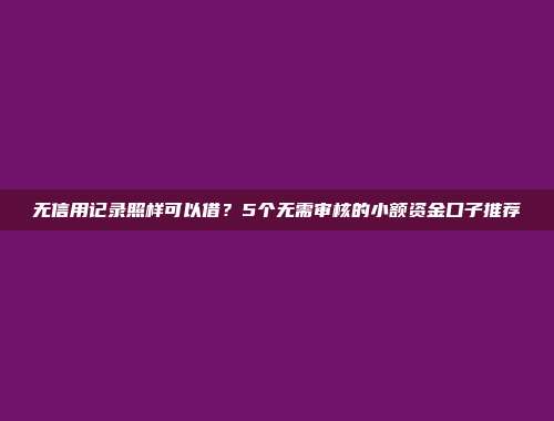 无信用记录照样可以借？5个无需审核的小额资金口子推荐