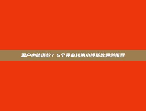 黑户也能借款？5个免审核的小额贷款通道推荐