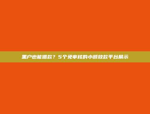 黑户也能借款？5个免审核的小额放款平台展示