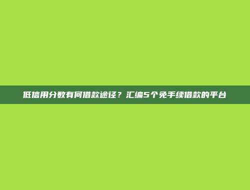 低信用分数有何借款途径？汇编5个免手续借款的平台