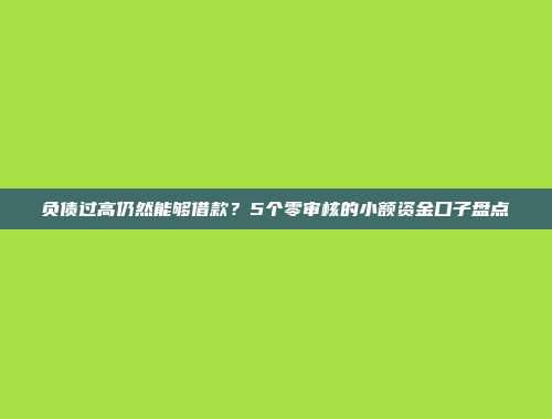 负债过高仍然能够借款？5个零审核的小额资金口子盘点