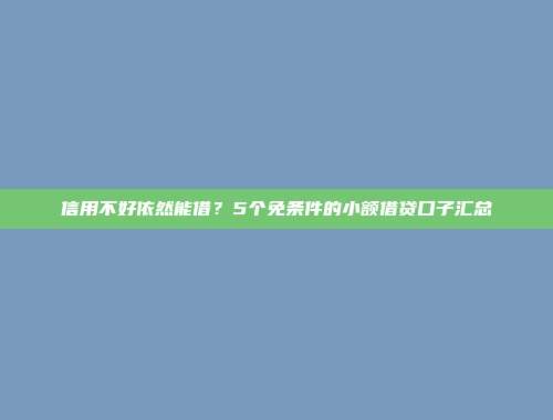 信用不好依然能借？5个免条件的小额借贷口子汇总