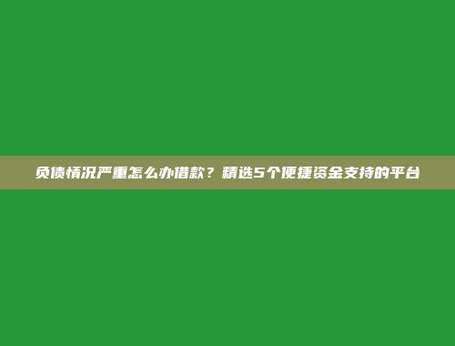 负债情况严重怎么办借款？精选5个便捷资金支持的平台