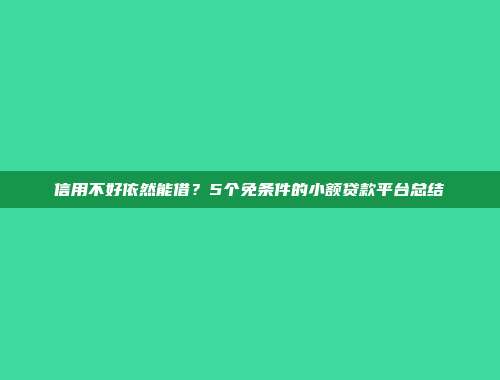 信用不好依然能借？5个免条件的小额贷款平台总结