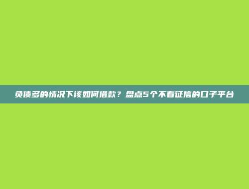 负债多的情况下该如何借款？盘点5个不看征信的口子平台