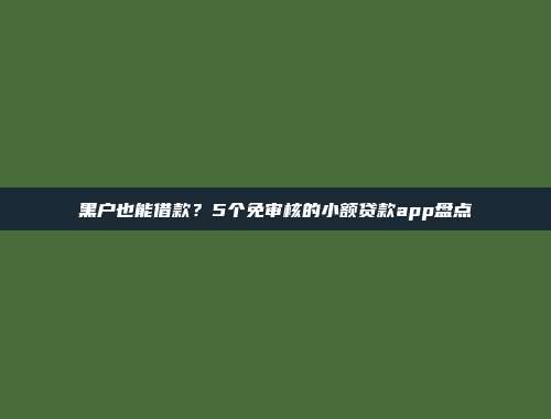 黑户也能借款？5个免审核的小额贷款app盘点