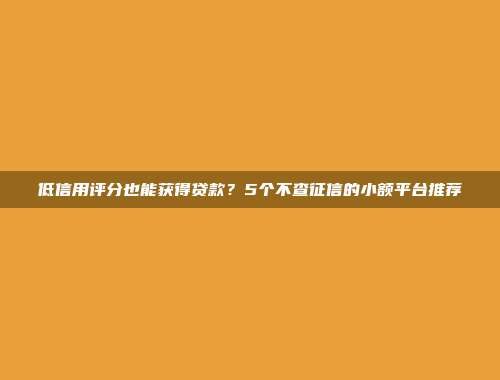 低信用评分也能获得贷款？5个不查征信的小额平台推荐