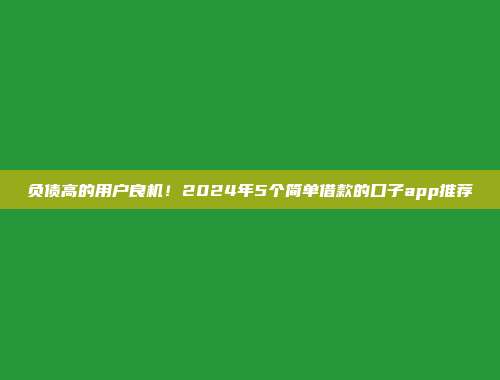 负债高的用户良机！2024年5个简单借款的口子app推荐